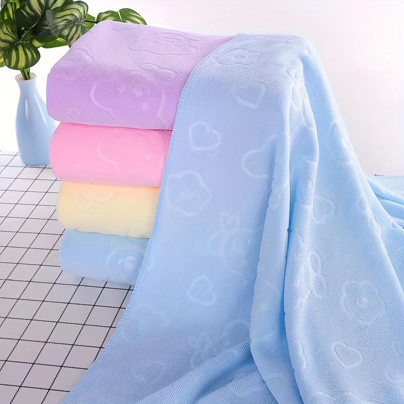 2pcs Soft and Absorbent Microfiber Beach Towel with Cute Bear and Flower