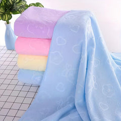 2pcs Soft and Absorbent Microfiber Beach Towel with Cute Bear and Flower