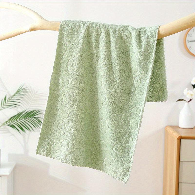 Coral Velvet Hand Towel with Cartoon Face - Quick Dry and Soft