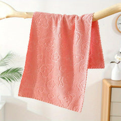 Coral Velvet Hand Towel with Cartoon Face - Quick Dry and Soft