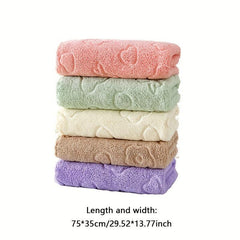 Coral Velvet Hand Towel with Cartoon Face - Quick Dry and Soft
