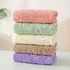 Coral Velvet Hand Towel with Cartoon Face - Quick Dry and Soft