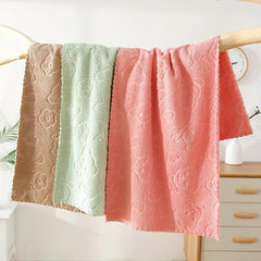 Coral Velvet Hand Towel with Cartoon Face - Quick Dry and Soft