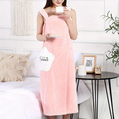 Women's Quick Dry Bathrobe with Pocket & Thick Straps, Absorbent Spa Wrap Towel
