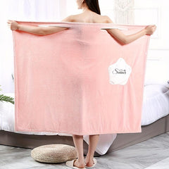 Women's Quick Dry Bathrobe with Pocket & Thick Straps, Absorbent Spa Wrap Towel