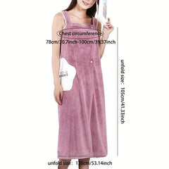 Women's Quick Dry Bathrobe with Pocket & Thick Straps, Absorbent Spa Wrap Towel