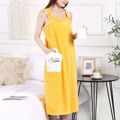 Women's Quick Dry Bathrobe with Pocket & Thick Straps, Absorbent Spa Wrap Towel