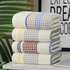 Waffle Cotton Hand Towel Striped Soft Face Towel for Home Bathroom