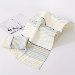 Waffle Cotton Hand Towel Striped Soft Face Towel for Home Bathroom