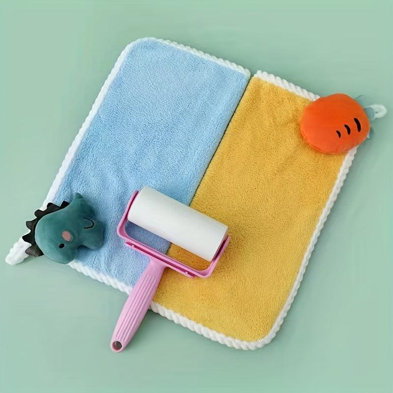 1pc Cartoon Decor Hand Towel Coral Velvet Bathroom Wipe Hand Hanging Towel