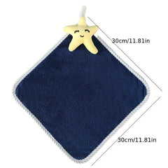 1pc Cartoon Decor Hand Towel Coral Velvet Bathroom Wipe Hand Hanging Towel