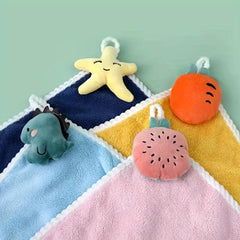 1pc Cartoon Decor Hand Towel Coral Velvet Bathroom Wipe Hand Hanging Towel