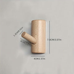 Wooden Non-perforated Hook Strong Load-bearing Hanger Decorative Hook