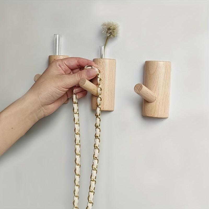 Wooden Non-perforated Hook Strong Load-bearing Hanger Decorative Hook