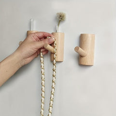 Wooden Non-perforated Hook Strong Load-bearing Hanger Decorative Hook
