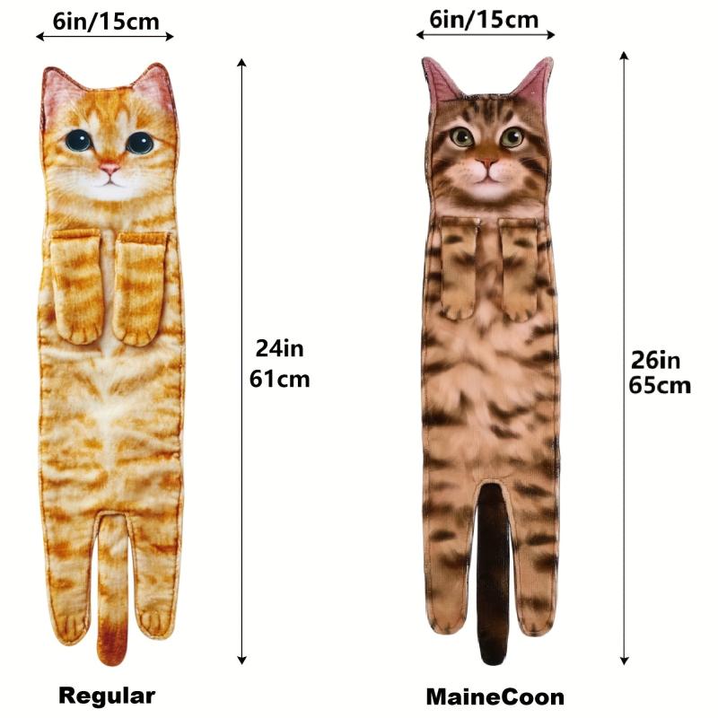 Christmas Cat Hand Towels - Absorbent Soft Decorative Washcloths