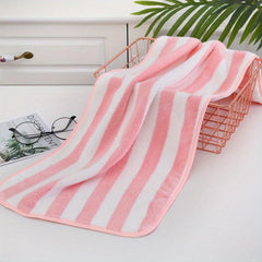2pcs Coral Fleece Towel Set Soft Skin-friendly Striped Towel for Home Bathroom