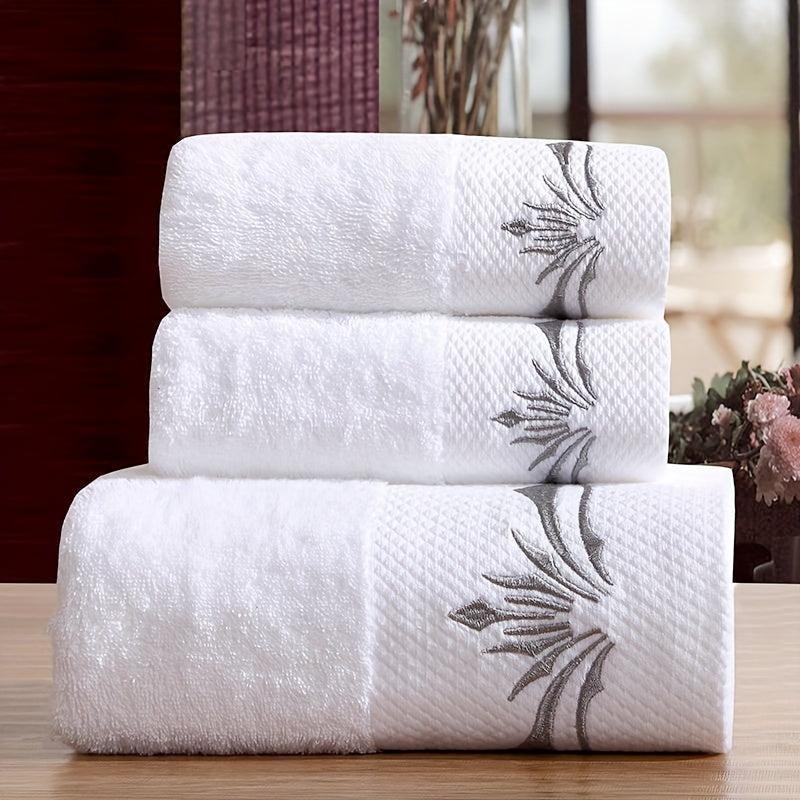 3pcs Cotton Embroidery Towel Set Soft Hand Bath Absorbent Towels