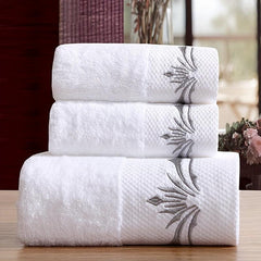3pcs Cotton Embroidery Towel Set Soft Hand Bath Absorbent Towels