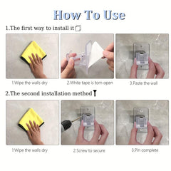 2pcs Clear Plastic Curtain Rod Brackets Self Adhesive Bathroom Hotel