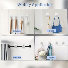 2pcs Clear Plastic Curtain Rod Brackets Self Adhesive Bathroom Hotel