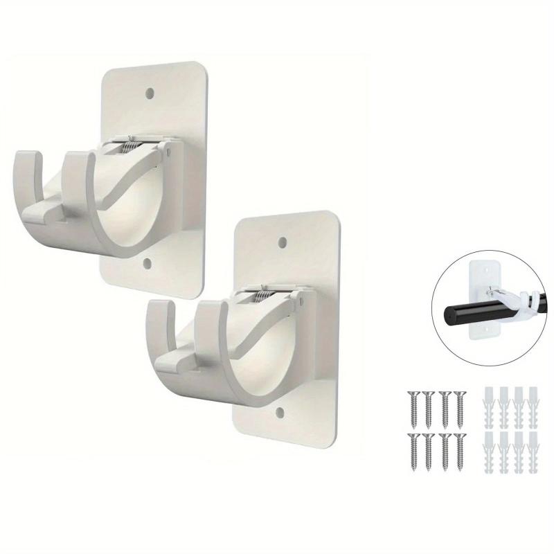 2pcs Clear Plastic Curtain Rod Brackets Self Adhesive Bathroom Hotel