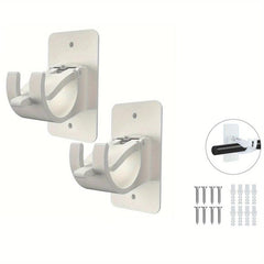 2pcs Clear Plastic Curtain Rod Brackets Self Adhesive Bathroom Hotel