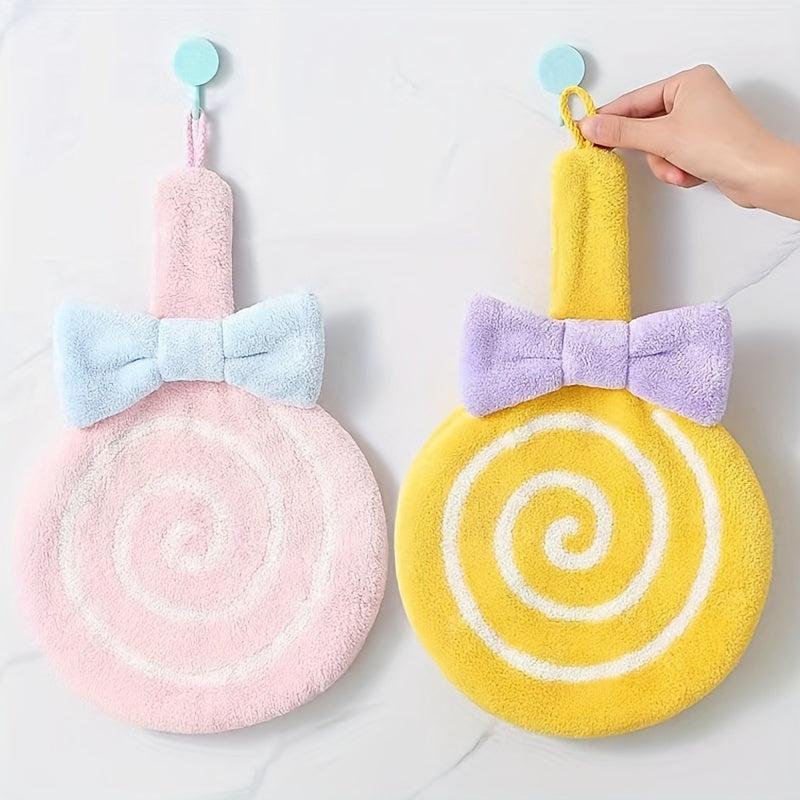 Lollipop Hand Towel Coral Velvet Soft Water Absorbing Kitchen Bathroom