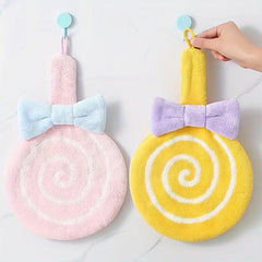 Lollipop Hand Towel Coral Velvet Soft Water Absorbing Kitchen Bathroom