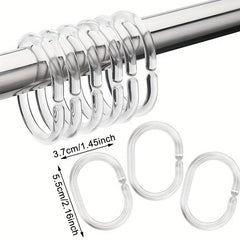 12pcs Clear C Shower Curtain Rings Strong Hooks Easy Installation