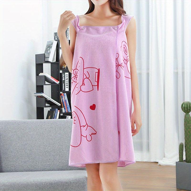 Women's Quick Drying Bathrobe with Thick Straps - Absorbent Spa Wrap Towel