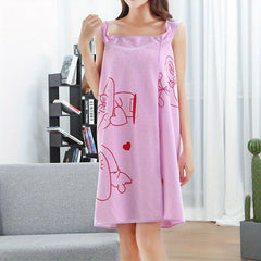 Women's Quick Drying Bathrobe with Thick Straps - Absorbent Spa Wrap Towel