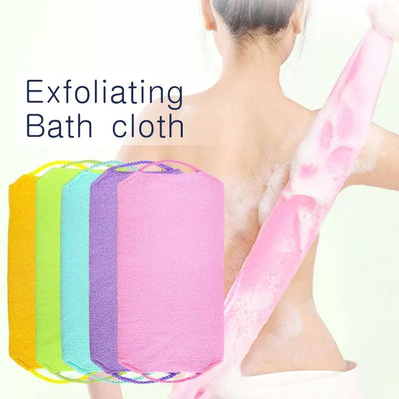 Exfoliating Back Scrubber with Handle, Long Shower Towel for Deep Cleaning