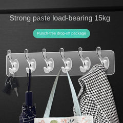 6-Hook Seamless Wall Hook for Bathroom Storage