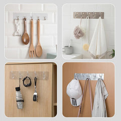 6-Hook Seamless Wall Hook for Bathroom Storage