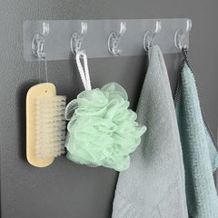 6-Hook Seamless Wall Hook for Bathroom Storage