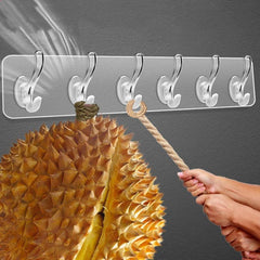 6-Hook Seamless Wall Hook for Bathroom Storage
