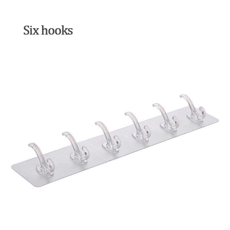6-Hook Seamless Wall Hook for Bathroom Storage