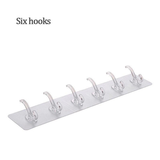 6-Hook Seamless Wall Hook for Bathroom Storage
