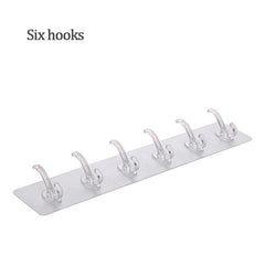6-Hook Seamless Wall Hook for Bathroom Storage