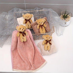 Cartoon Bear Hanging Towel Coral Fleece Absorbent Soft Towel