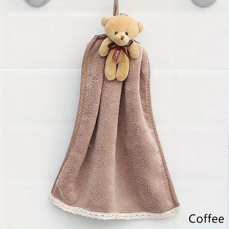 Cartoon Bear Hanging Towel Coral Fleece Absorbent Soft Towel