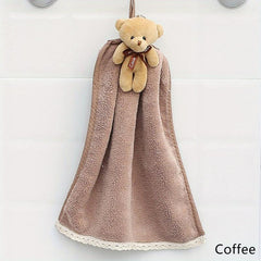 Cartoon Bear Hanging Towel Coral Fleece Absorbent Soft Towel