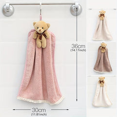 Cartoon Bear Hanging Towel Coral Fleece Absorbent Soft Towel