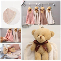 Cartoon Bear Hanging Towel Coral Fleece Absorbent Soft Towel