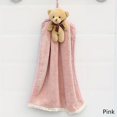 Cartoon Bear Hanging Towel Coral Fleece Absorbent Soft Towel