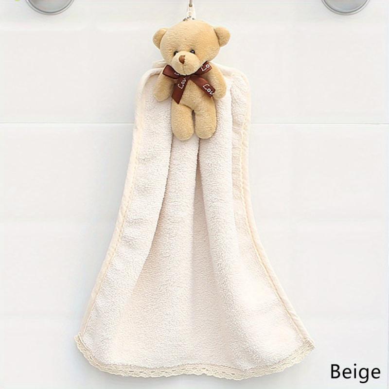 Cartoon Bear Hanging Towel Coral Fleece Absorbent Soft Towel