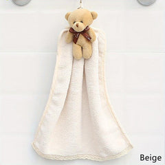 Cartoon Bear Hanging Towel Coral Fleece Absorbent Soft Towel