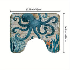 Octopus Starfish Bathroom Set - Machine Washable Polyester