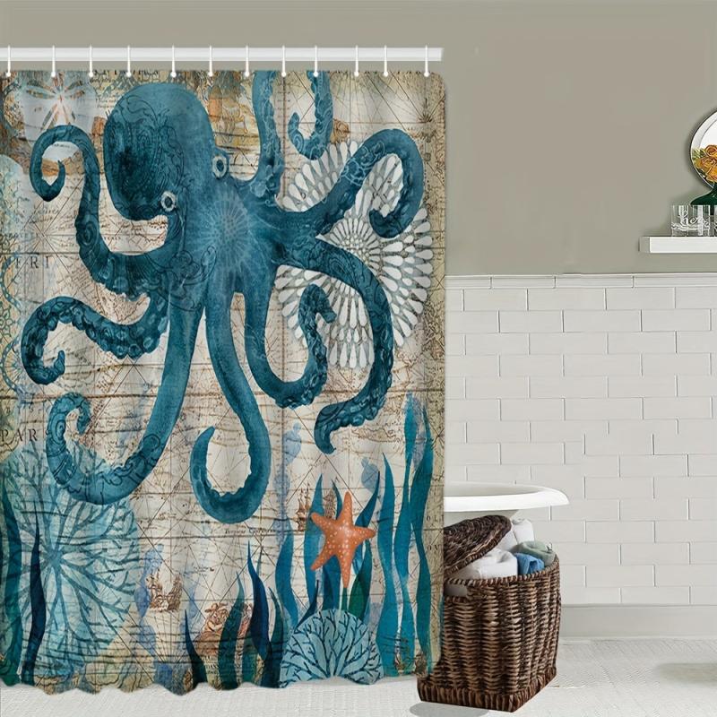 Octopus Starfish Bathroom Set - Machine Washable Polyester